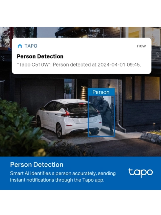 Tapo C510W — уличная Wi-Fi камера 2K 3MP, поворот 360°, цветное ночное видение, AI