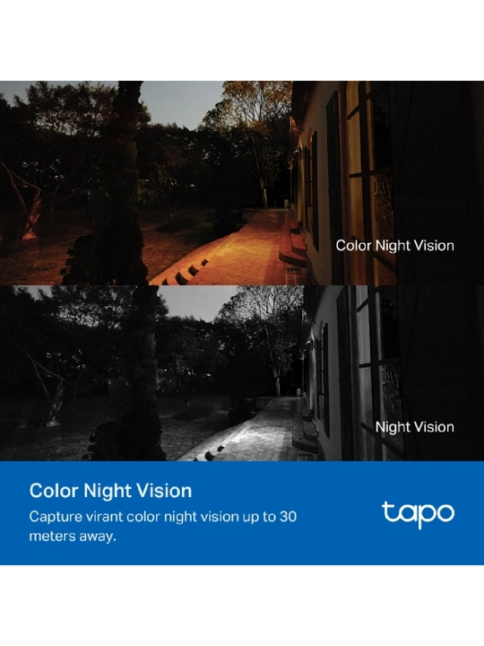 Tapo C510W — уличная Wi-Fi камера 2K 3MP, поворот 360°, цветное ночное видение, AI