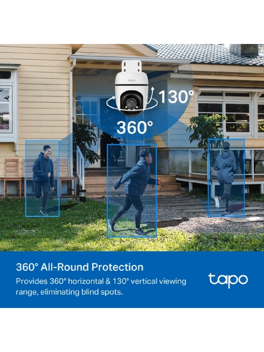 Tapo C510W — уличная Wi-Fi камера 2K 3MP, поворот 360°, цветное ночное видение, AI