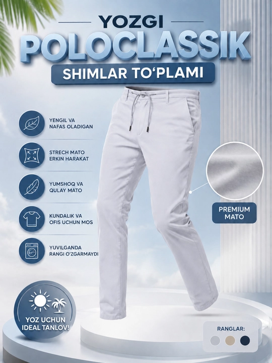 Мужские брюки Polo Classic из мягкого материала, классические брюки - 