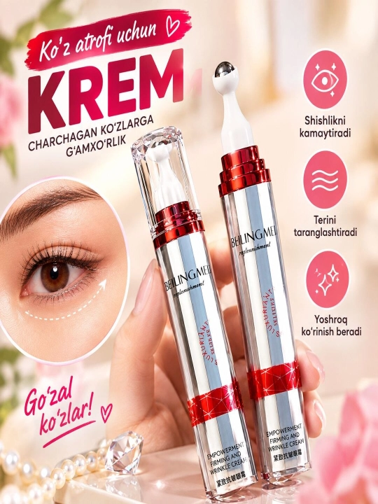 Ajinga qarshi-ko'z krem Beilingmei, rollik massajyorli, shish va ajinlarga qarshi, 20 g - 