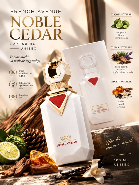 French Avenue Noble Cedar, 100 ml, unisex, parfyumeriya suvi