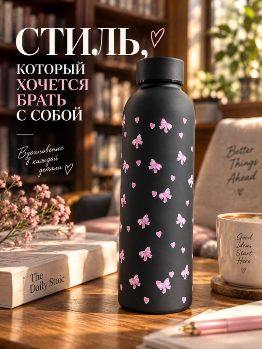 Vakuumli termos 500 ml, qopqoqli, osma tasmali, issiq va sovuq ichimliklar uchun