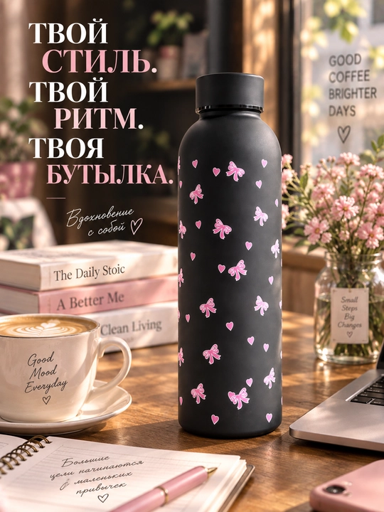 Vakuumli termos 500 ml, qopqoqli, osma tasmali, issiq va sovuq ichimliklar uchun