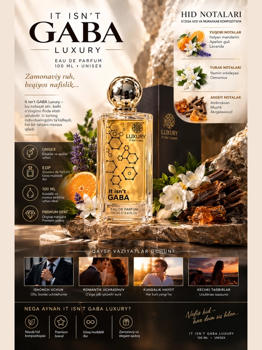 Uniseks Parfyum It Isn’t GABA Luxury EDP 100 ml — Nafis va Xushbo‘y Hid