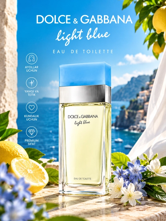 Dolce & Gabbana Light Blue Woman EDT 100 ml — Ayollar Atiri, Sitrusli, Mevali, Gulli - 