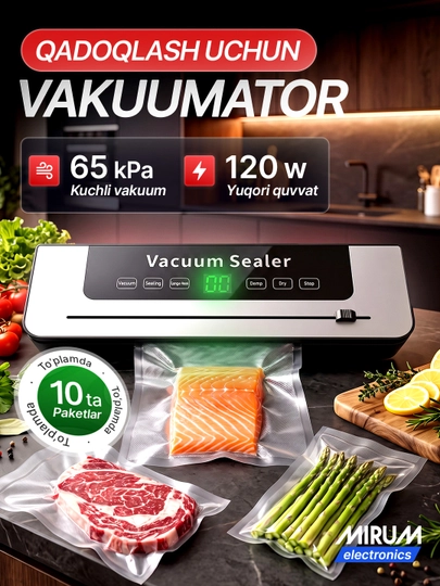 Вакуумный упаковщик продуктов хром, упаковка апарат - 