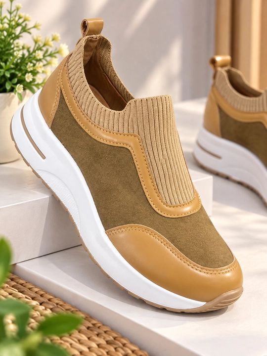 Ayollar krossovkasi, slip-on, qalin platformali, bezakli kundalik oyoq kiyim