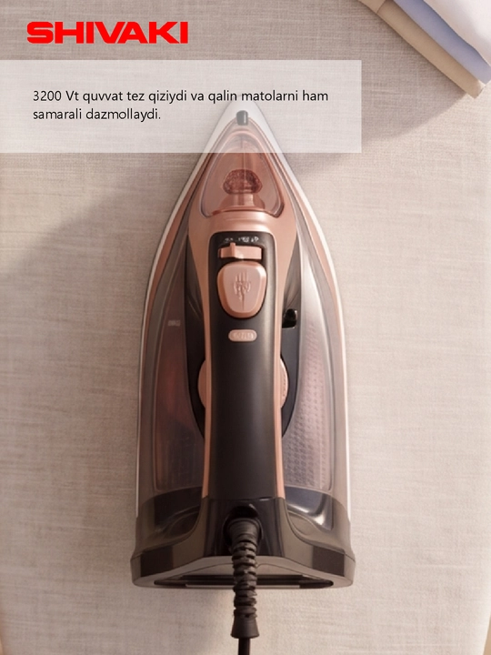 Bug‘ bilan namlaydigan Shivaki SH-SI-9525 dazmoli
