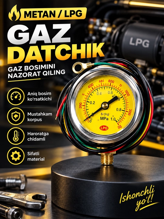 METAN/LPG gaz bosimi datchigi, 0–1,0 MPa manometr, simli avtomobil gaz tizimi uchun sensor - 