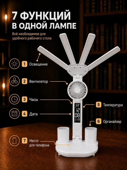 Ko‘p funksiyali stol lampasi — LED yoritish, sensorli boshqaruv
