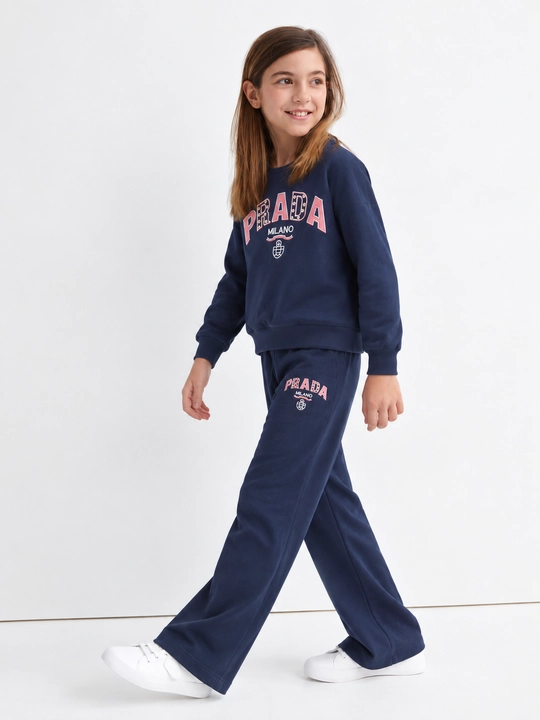 Qizlar uchun PRADA sport komplekt, ikki qismli kiyim, kofta va shim, 6–11 yosh