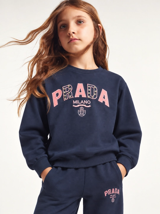 Спортивный костюм PRADA для девочек, двойка, кофта и штаны, комплект на 6–11 лет - 