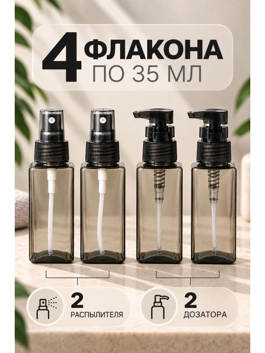 Дорожные флаконы для косметики, баночки, дорожный набор флаконов