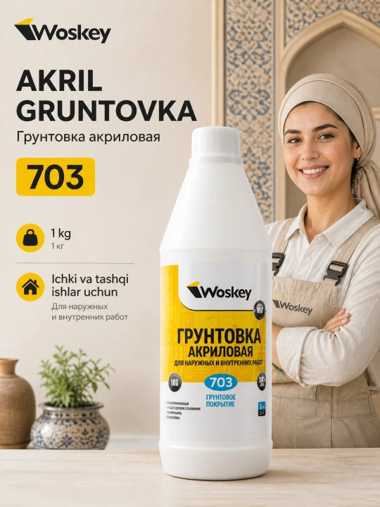 Tashqi va ichki ishlar uchun WOSKEY 703 akril gruntovkasi
