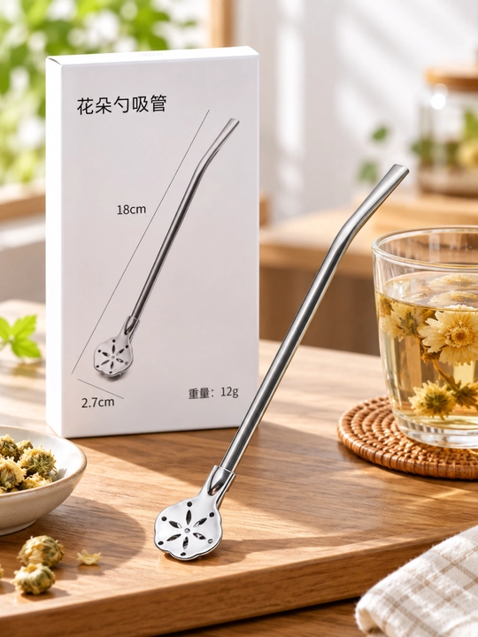 Choy va qahva uchun po'lat qoshiq-naycha, yechiladigan