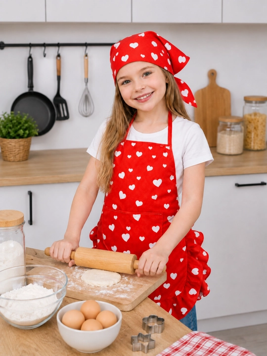 Фартук и косынка для маленьких девочек, для кухни и домашних дел, из хорошей ткани