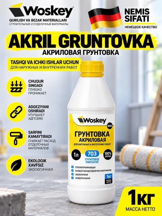 Tashqi va ichki ishlar uchun WOSKEY 703 akril gruntovkasi