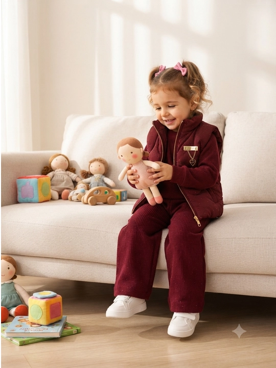 Красивый комплект одежды для девочки 1-3 лет – куртка, блузка и брюки