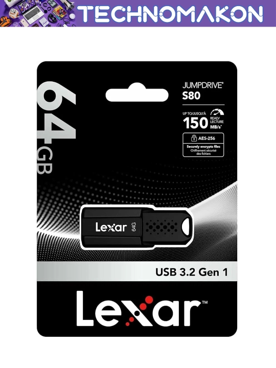 Флешка Lexar Jumpdrive S80, 32/64/128/256 GB, 150 Mb/s, Usb 3.2, usb флеш накопитель
