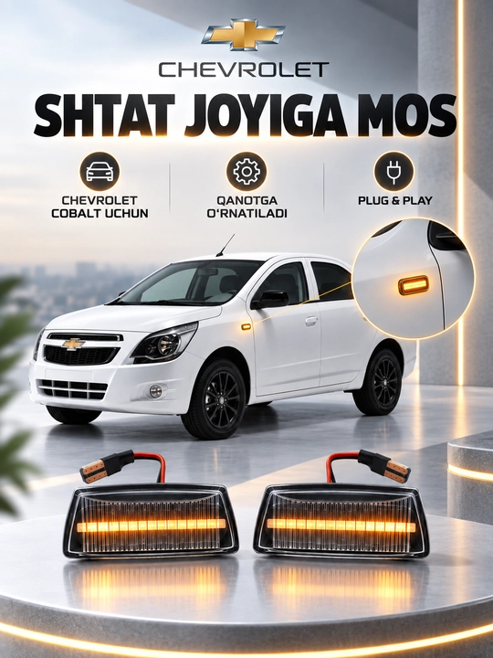Qanotga LED burilish chirog‘i, yuguruvchi effekt, Cobalt, Lacetti, Tracker 2, Onix и Monza