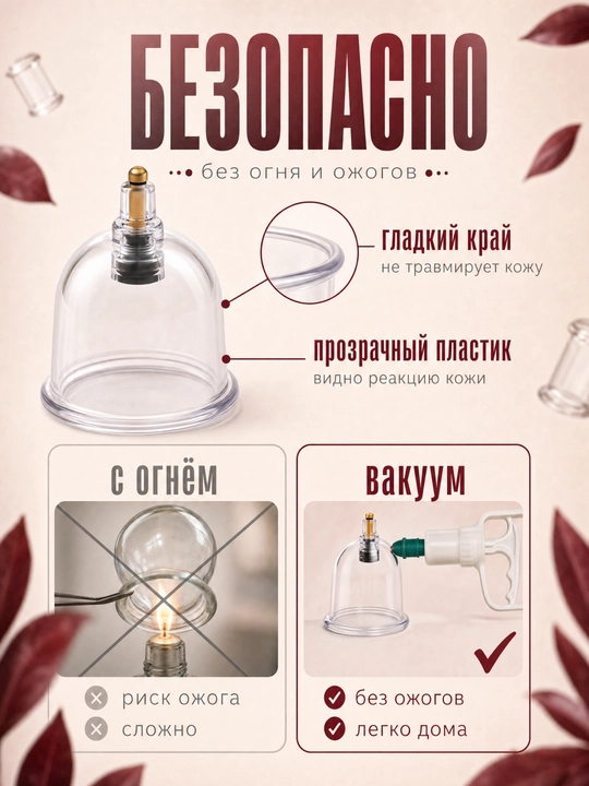 Вакуумные банки для Хиджамы и массажа, с ручным насосом, набор 6/12/24 шт