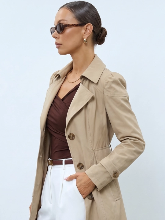 Ayollar uchun o‘rta uzunlikdagi trench plash, M–4XL — ELLY FASHION