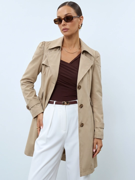 Ayollar uchun o‘rta uzunlikdagi trench plash, M–4XL — ELLY FASHION