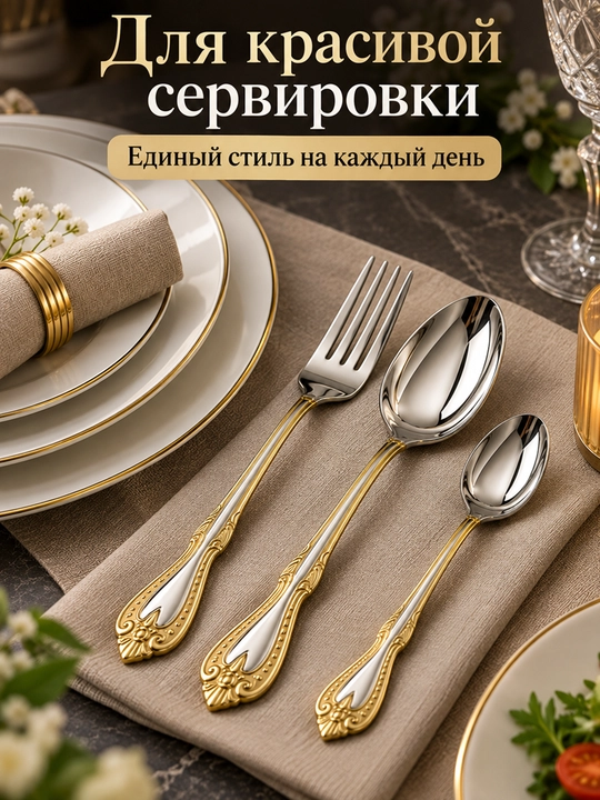 Набор столовых приборов 18 предметов на 6 персон, ложки и вилки