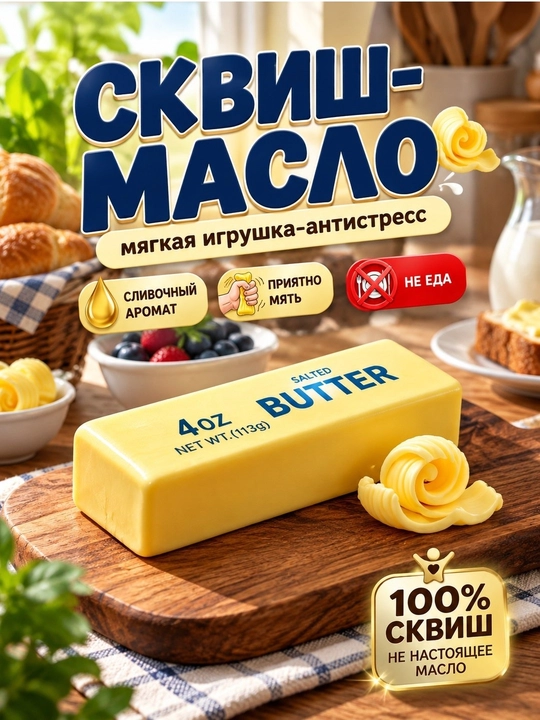 Антистресс-игрушка, дамплинг, пельмень, куб, манты с глазками, сквиш Сыр - 