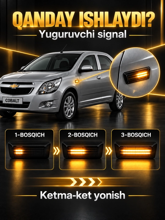 LED-поворотники на крыло с бегущим эффектом, Cobalt, Lacetti, Tracker 2, Onix и Monza