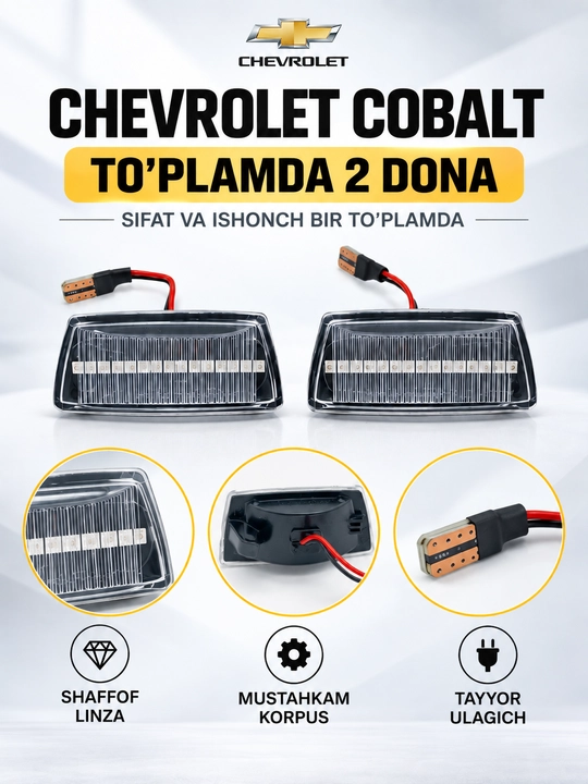 Chevrolet Cobalt, Lacetti, Tracker 2, Onix, Monza uchun qora LED burilish chirog‘i, 2 dona