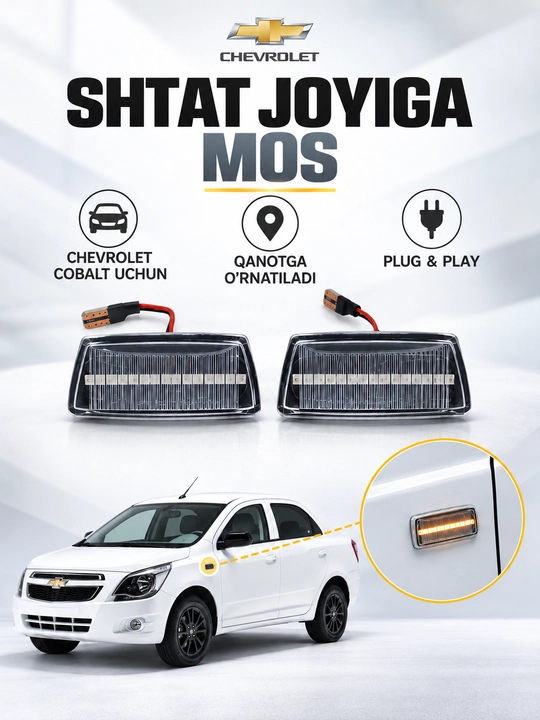 Chevrolet Cobalt, Lacetti, Tracker 2, Onix, Monza uchun qora LED burilish chirog‘i, 2 dona