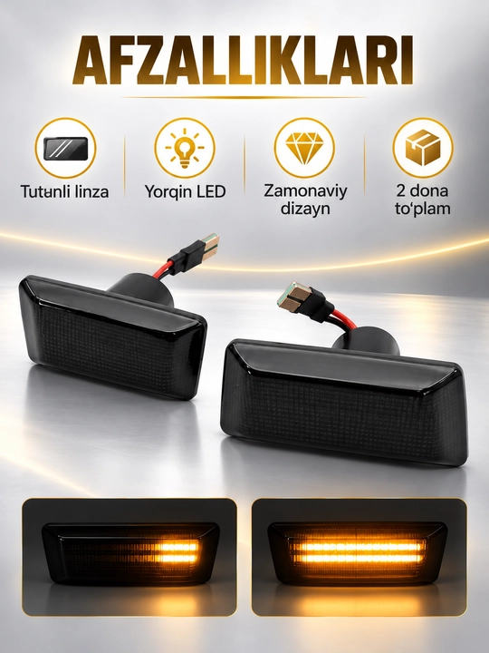 Chevrolet Cobalt, Lacetti, Tracker 2, Onix, Monza uchun qora LED burilish chirog‘i, 2 dona