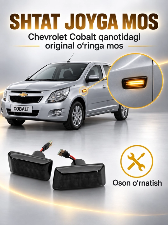 Chevrolet Cobalt, Lacetti, Tracker 2, Onix, Monza uchun qora LED burilish chirog‘i, 2 dona