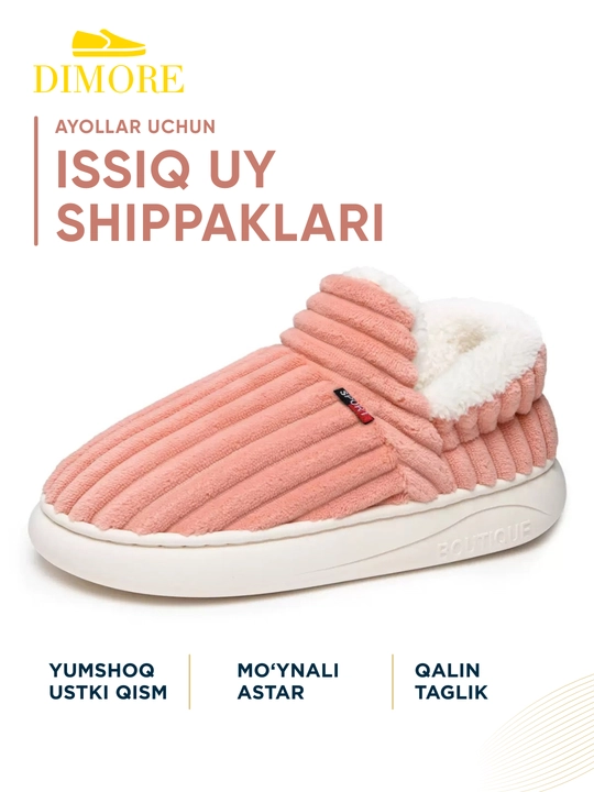 Ayollar shippagi, uyda kiyiladigan, issiq, DIMORE HomeHug, mo‘ynali poyabzal, 36-37–42-43