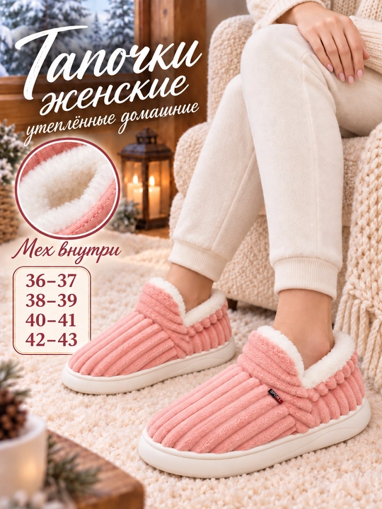 Ayollar shippagi, uyda kiyiladigan, issiq, DIMORE HomeHug, mo‘ynali poyabzal, 36-37–42-43
