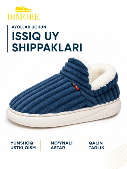 Ayollar shippagi, uyda kiyiladigan, issiq, DIMORE HomeHug, mo‘ynali poyabzal, 36-37–42-43