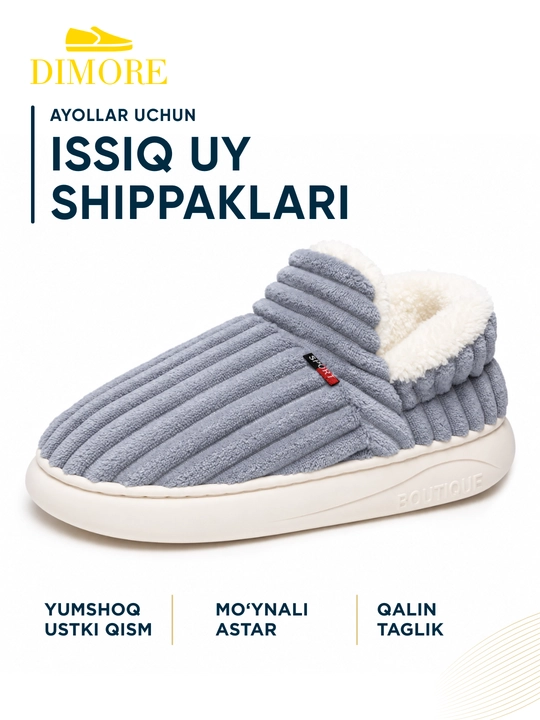 Ayollar shippagi, uyda kiyiladigan, issiq, DIMORE HomeHug, mo‘ynali poyabzal, 36-37–42-43