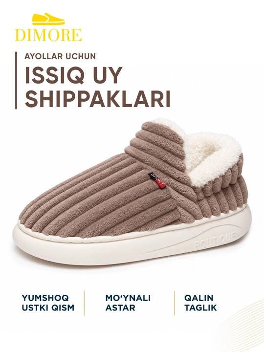 Ayollar shippagi, uyda kiyiladigan, issiq, DIMORE HomeHug, mo‘ynali poyabzal, 36-37–42-43