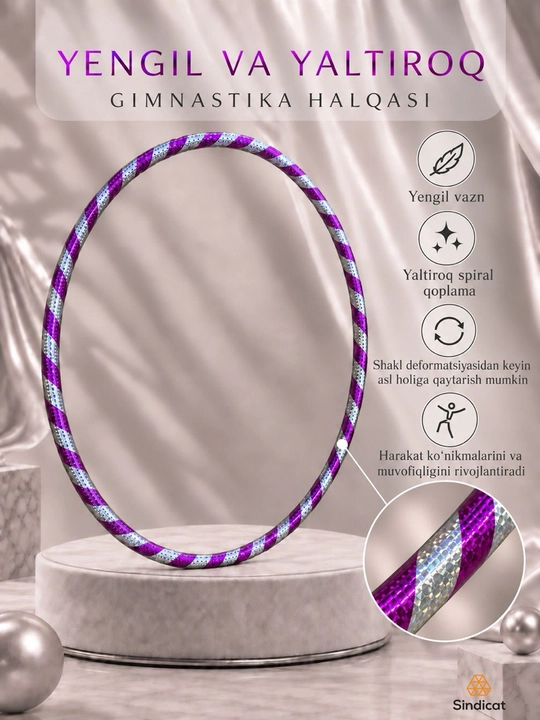 Rangli gimnastika halqasi - bolalar va kattalar uchun yengil, plastik, xula-xup