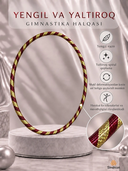 Rangli gimnastika halqasi - bolalar va kattalar uchun yengil, plastik, xula-xup