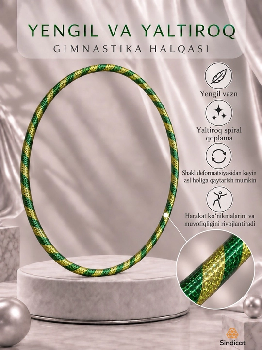 Rangli gimnastika halqasi - bolalar va kattalar uchun yengil, plastik, xula-xup