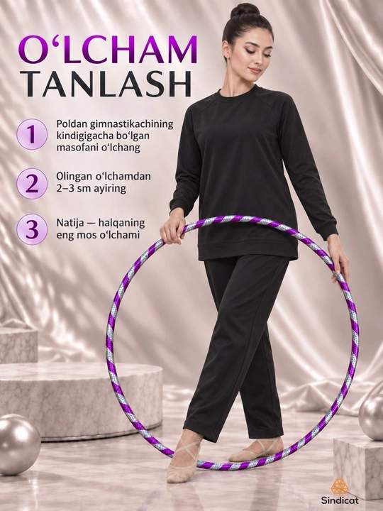 Rangli gimnastika halqasi - bolalar va kattalar uchun yengil, plastik, xula-xup
