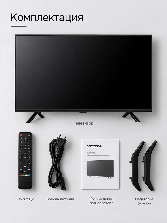 Телевизор Vesta V32KH5500,TV,подключение по Bluetooth и Wi-Fi,Smart TV телевизор,смарт ТВ