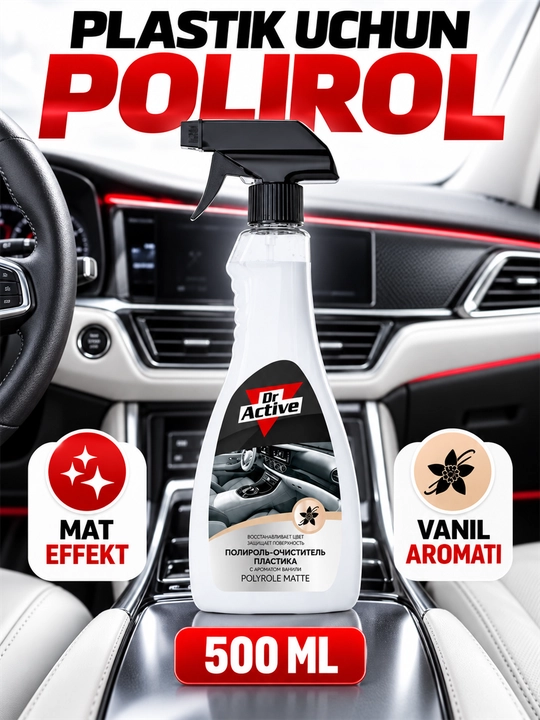 Plastik uchun mat poliroli Dr Active Polyrole Matte, vanil hidli, 500 ml - 