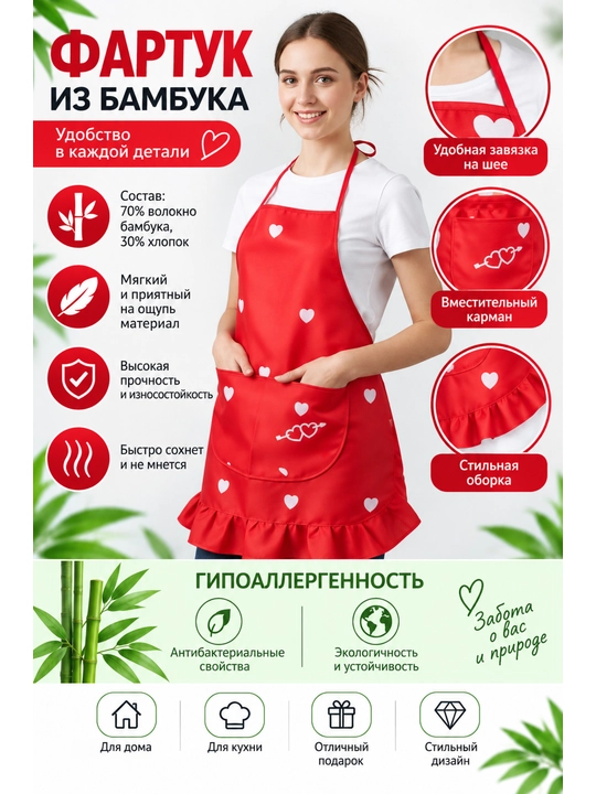 Повседневный кухонный фартук, для домашних работ из бамбука - 