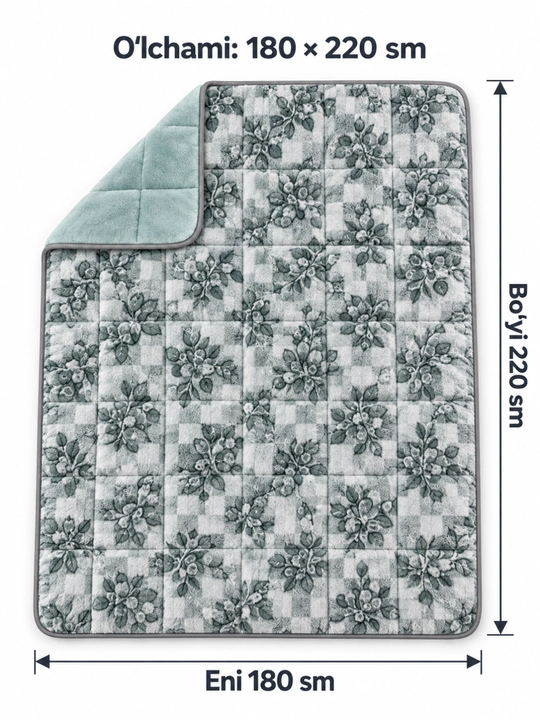 Qalin va issiq naqshli ko‘rpa-adyol 180×220 sm, kuz va qish uchun