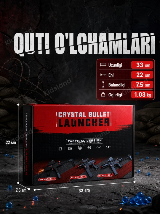 Orbiz avtomat ARP7 elektr, o'yinchoq qurol, ko'zoynak, 14+