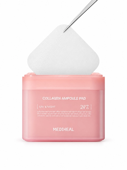 Yuz uchun kollagenli MEDIHEAL Collagen Ampoule Pad toner-padlari, 100 dona, 170 ml - 